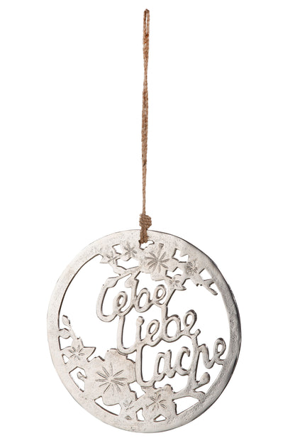 Hänger rund Home / Lebe Liebe Lache aus Aluminium von Gilde - Mitbringsel Dekoration