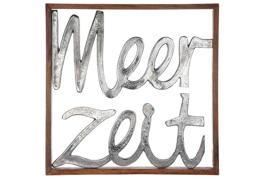 Wandrelief "Meerzeit" aus Mangoholz und Aluminium von Gilde