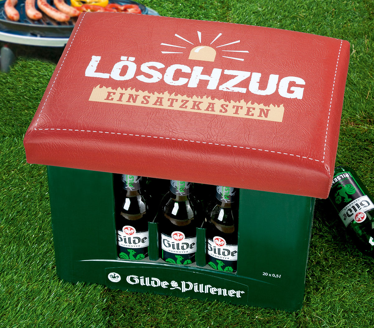 Sitzpolster für Getränkekisten "Löschzug" von Gilde für Bierkisten ideal für Feuerwehr Freunde Bier Polster Getränke Feuerwehrmann Feuerwehrfrau
