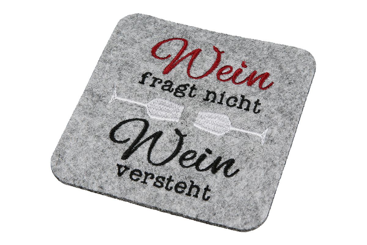 Untersetzer Wein Weinfest aus Filz von Gilde - Wein Mitbringsel Geschenk - Spruch nach Wahl