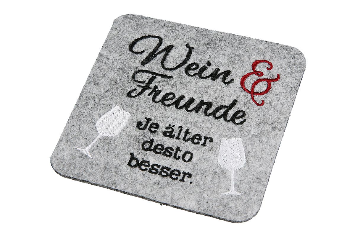 Untersetzer Wein Weinfest aus Filz von Gilde - Wein Mitbringsel Geschenk - Spruch nach Wahl