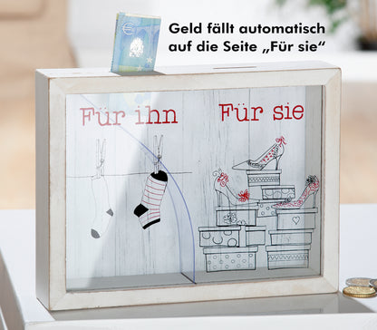 Spardose rechteckig " Für ihn & Für sie " von Gilde - Hochzeit Geschenk Hochzeitstag etc.
