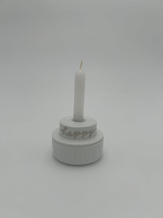 Lichttörtchen Happy Birthday D.7cm H.4,9cm Neuheit von räder design Geburtstagsgeschenk
