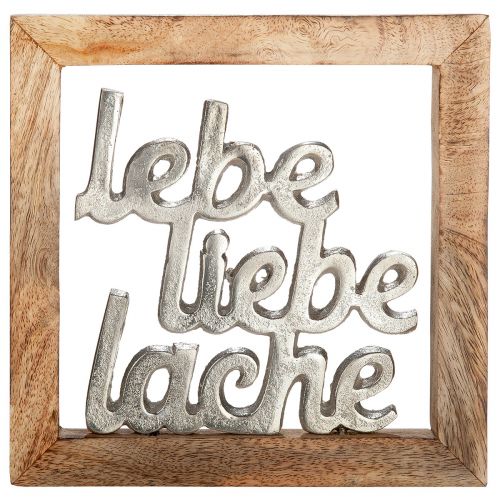 Wandrelief "Lebe, Liebe, Lache" aus Holz und Aluminium von Gilde