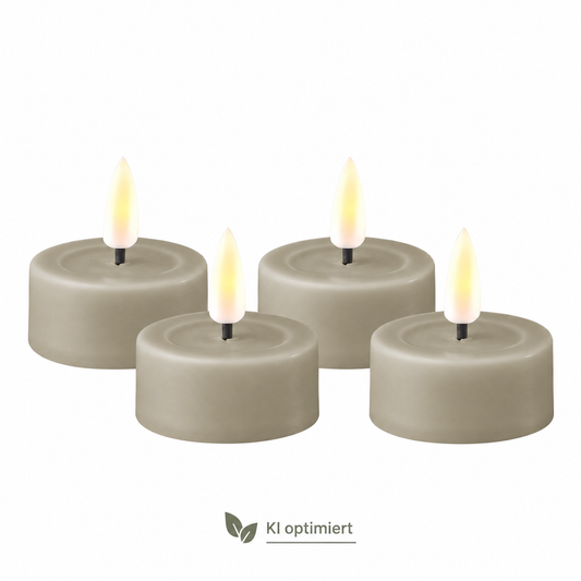4er Teelichter Set von Deluxe Homeart Farbe Sand 4 stk (3,5cm Durchmesser und 4cm hoch)