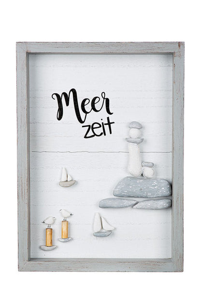 Steinbild Meerzeit Glück von Gilde - Maritime Dekoration mit Schiff und Leuchtturm