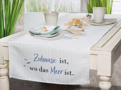 Tischläufer 140cm x 40cm "Zuhause ist wo das Meer ist" von Gilde Maritim Modern Möwen