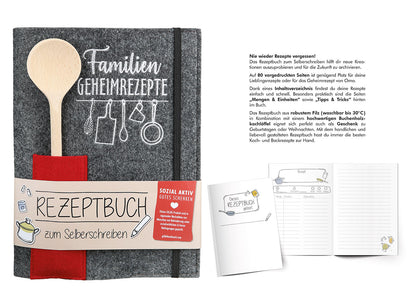 Kochbuch „Familien Geheimrezepte“ von Gilde – Rezeptbuch zum Selberschreiben mit Filzeinband