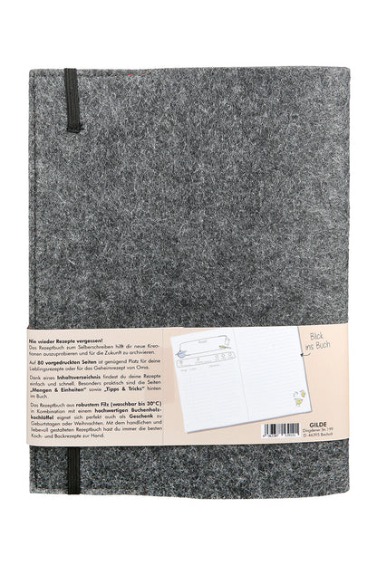 Kochbuch „Familien Geheimrezepte“ von Gilde – Rezeptbuch zum Selberschreiben mit Filzeinband