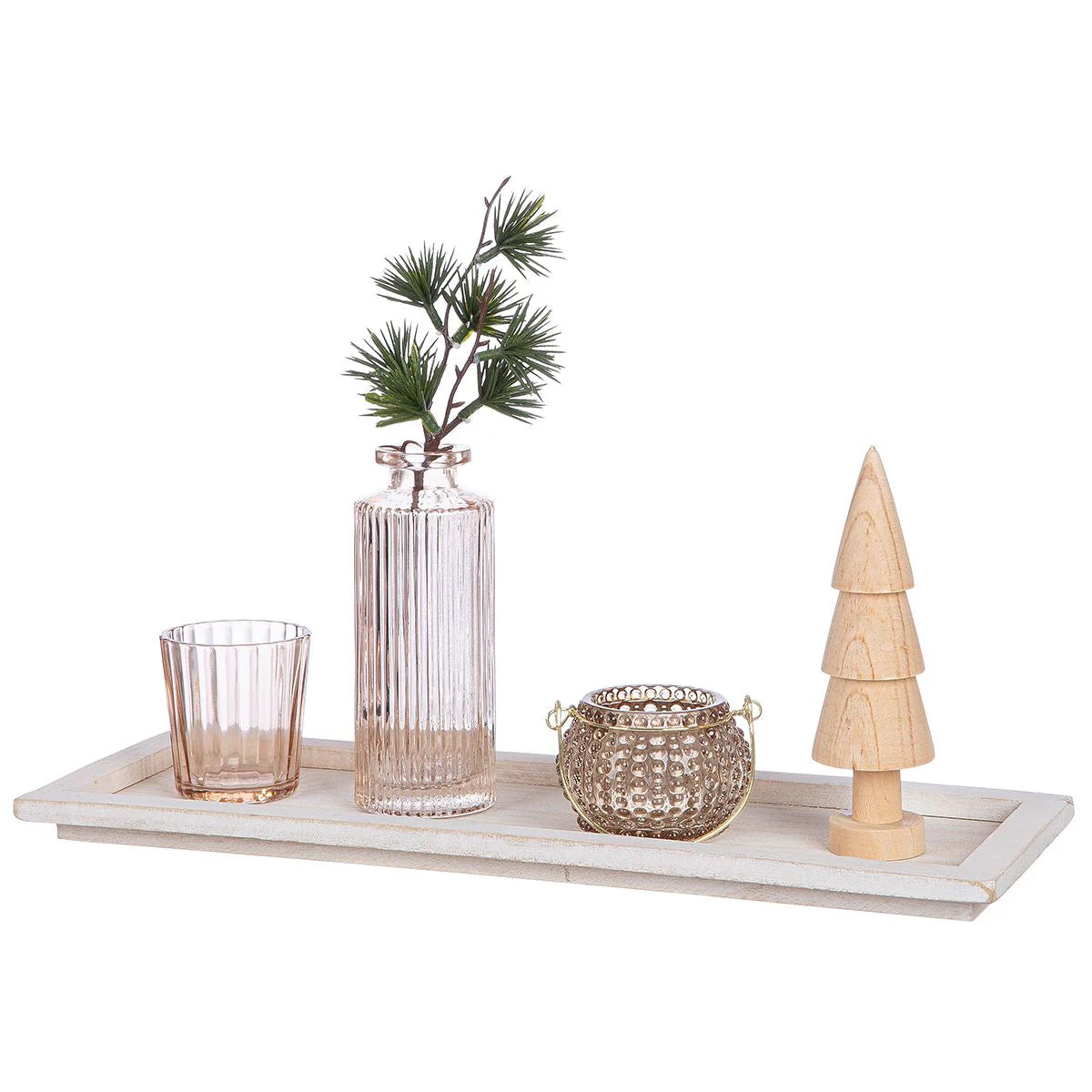 6-teiliges Deko-Ensemble „Naturbaum“ von Gilde – Weihnachtsdeko Set mit Windlichtern