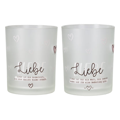 Windlicht " Liebeswunder " aus Glas Liebe mit Spruch von Gilde - Geschenk zu jedem Anlass