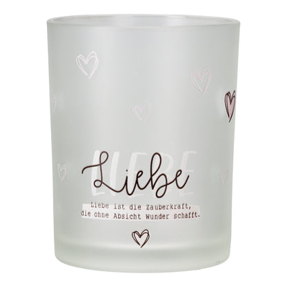Windlicht " Liebeswunder " aus Glas Liebe mit Spruch von Gilde - Geschenk zu jedem Anlass