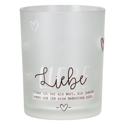 Windlicht " Liebeswunder " aus Glas Liebe mit Spruch von Gilde - Geschenk zu jedem Anlass