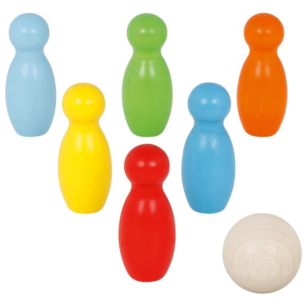 Kegelspiel von goki Outddorspiel Kegeln Minispiel für den Garten aus Holz