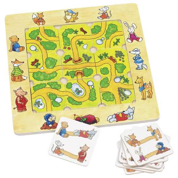 Legespiel Finde den Weg von goki Brettspiel aus Holz Holzspiel Wege suchen
