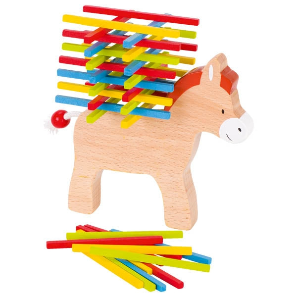 Stapelspiel Packesel von goki Eselspiel Stäbchen auf Esel aus Holz Holzspielzeug