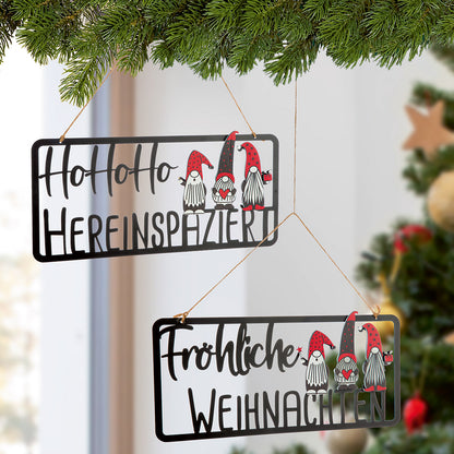 Weihnachten Hänger "Bärti" Schriftzug aus Metall Hohoho oder Fröhliche Weihnachten