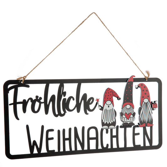 Weihnachten Hänger "Bärti" Schriftzug aus Metall Hohoho oder Fröhliche Weihnachten