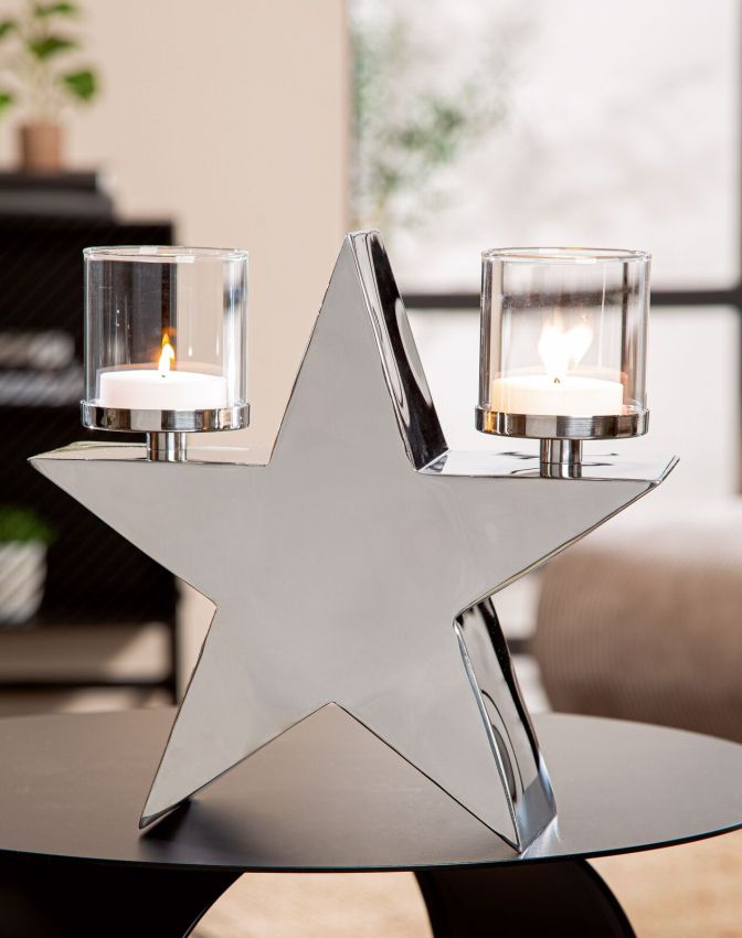 Windlicht „Leuchtstern“ von Gilde – Edelstahl-Windlicht mit Glaseinsatz