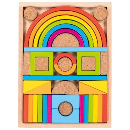 Bausteinkasten Kunterbunt von goki Holzspielzeug Holzsteine für Kinder