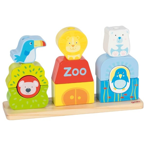 Steckspiel und Stapelspiel Zoo von goki Tiere aus Holz Holzspielzeug