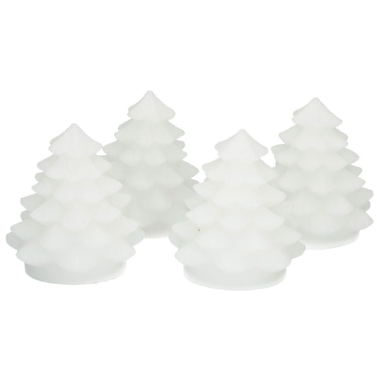 LED-Weihnachtsbäume 4er-Set weiß 7 cm hoch - Tannenbäume Weihnachten Weihnachtsdekoration