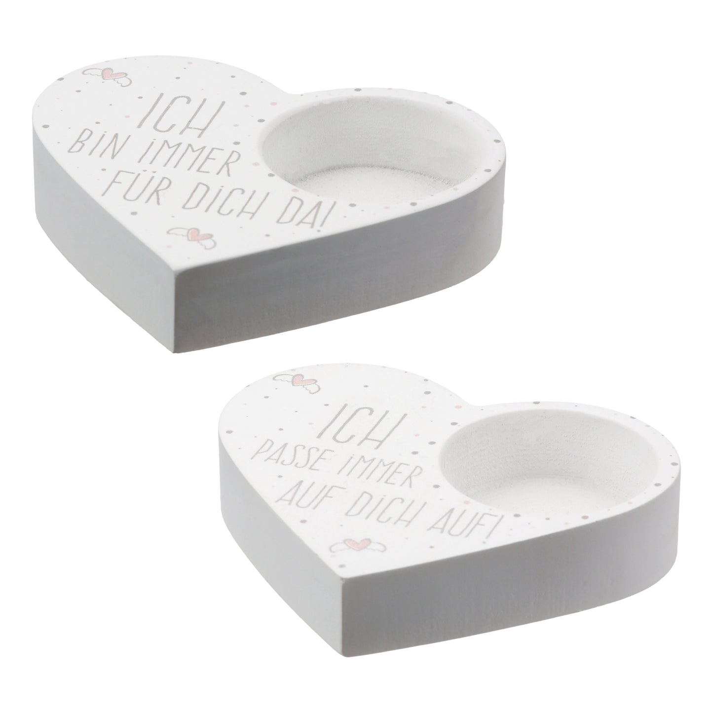 Teelichthalter " Herzchen " aus Gips mit Spruch von Gilde - Geschenk Liebe Herz