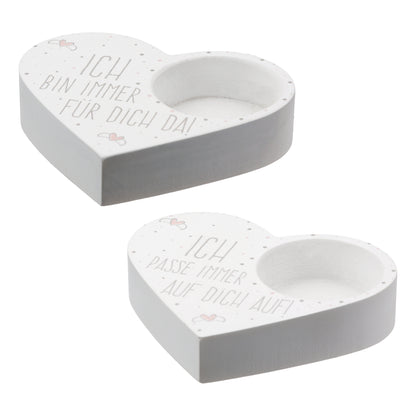 Teelichthalter " Herzchen " aus Gips mit Spruch von Gilde - Geschenk Liebe Herz