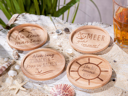 Untersetzer rund mit Spruch, aus Holz mit nordischen sprüchen von Gilde - Geschenkidee