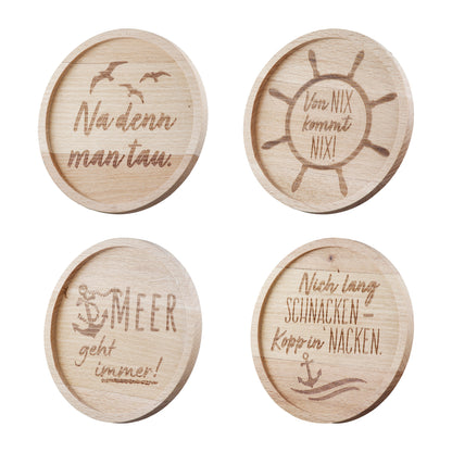 Untersetzer rund mit Spruch, aus Holz mit nordischen sprüchen von Gilde - Geschenkidee