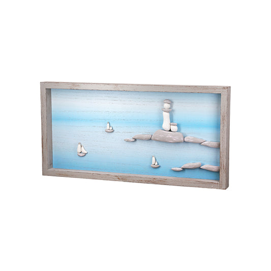Steinbild rechteckig "Leuchtturm" von Gilde Leuchtturm Stein Maritimes Bild mit Schiffen Hingucker