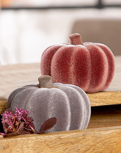 Dekoobjekt Kürbis von Gilde – Herbstdekoration in Braun & Grau Ø 10 cm