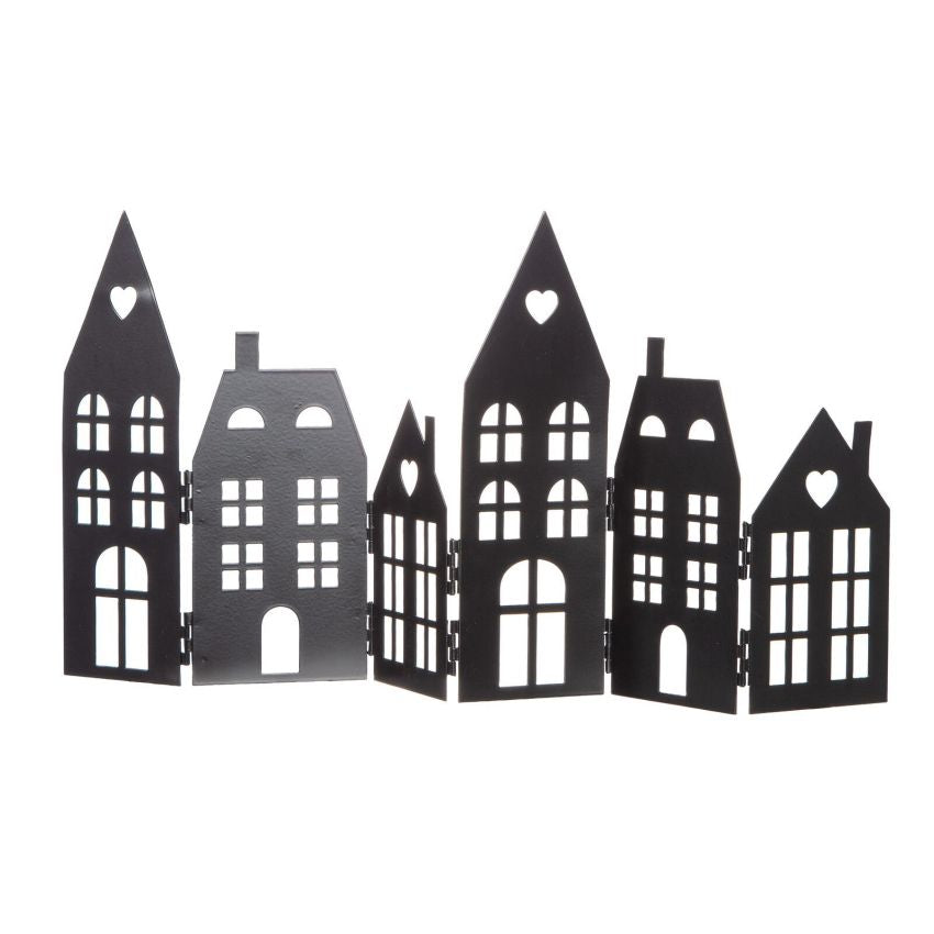 Standrelief Haus von Gilde – Metall Deko in Schwarz mit beweglichen Elementen