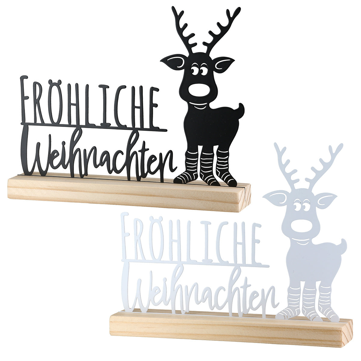 Standrelief „Rentier Ole“ von Gilde – Rentier Deko mit Schriftzug „Fröhliche Weihnachten“