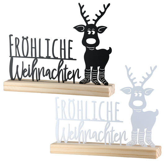 Standrelief „Rentier Ole“ von Gilde – Rentier Deko mit Schriftzug „Fröhliche Weihnachten“