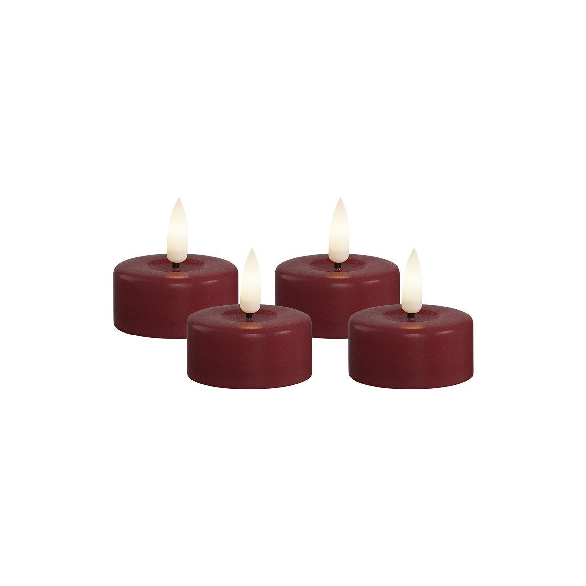Bordeaux rote Teelichter 4 stk (Set) von Deluxe Homeart (Durchmesser 3,5 cm und 4cm hoch)