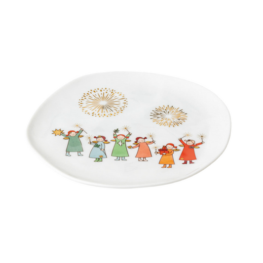 Teller (klein) aus Porzellan "Himmlische Schwestern" von räder design - Weihnachten Weihnachtsdekoration