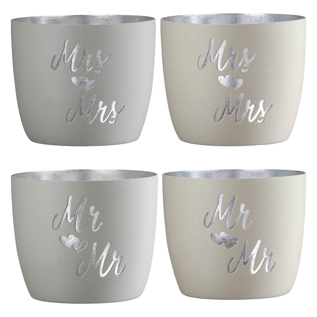 Windlicht aus Metall "Mr. & Mr./ Mrs. & Mrs." von Gilde