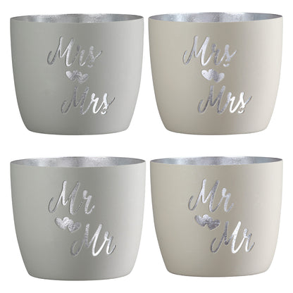 Windlicht aus Metall "Mr. & Mr./ Mrs. & Mrs." von Gilde