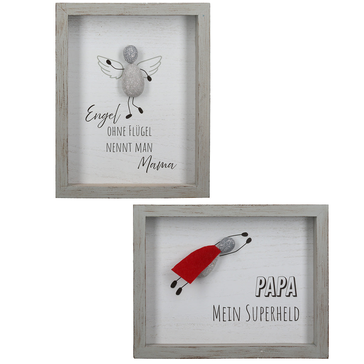 Steinbild rechteckig "Mama Papa" von Gilde mein Held Papa Engel Mama Geschenkidee Stein