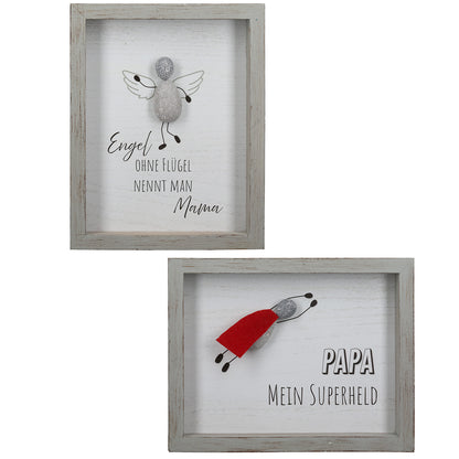 Steinbild rechteckig "Mama Papa" von Gilde mein Held Papa Engel Mama Geschenkidee Stein