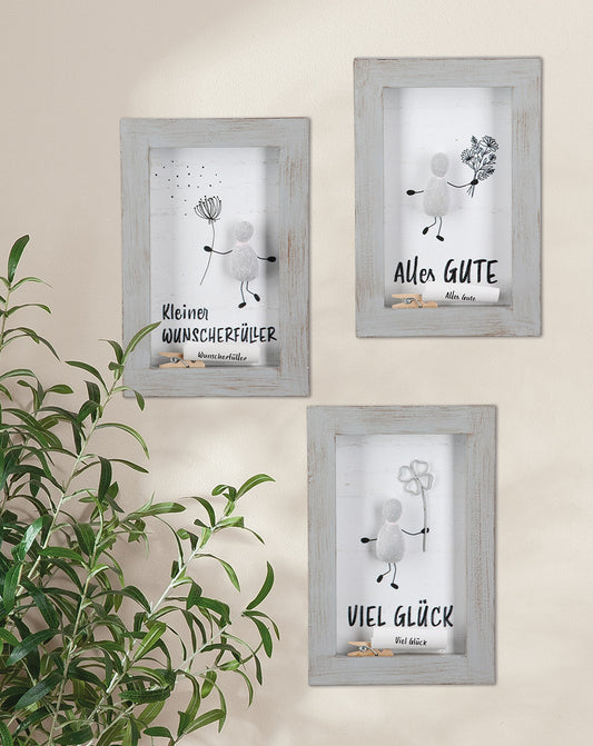 Steinbild rechteckig "Wunscherfüller/Alles Gute/Viel Glück" von Gilde Kleines Geschenk Grußbotschaft mit persönlicher Botschaft