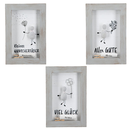 Steinbild rechteckig "Wunscherfüller/Alles Gute/Viel Glück" von Gilde Kleines Geschenk Grußbotschaft mit persönlicher Botschaft