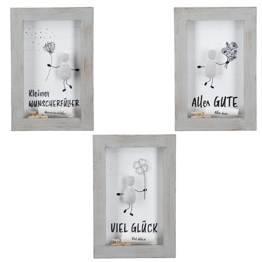 Steinbild rechteckig "Wunscherfüller/Alles Gute/Viel Glück" von Gilde Kleines Geschenk Grußbotschaft mit persönlicher Botschaft