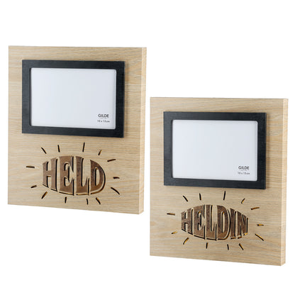 LED-Bilderrahmen aus Holz "Held/Heldin" von Gilde