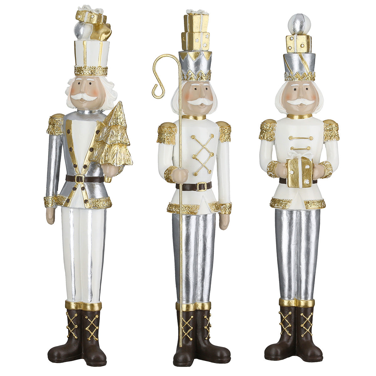 Nussknacker Figuren „Otto“ von Gilde – Weihnachtsdeko aus Kunstharz 34 cm 3er Set