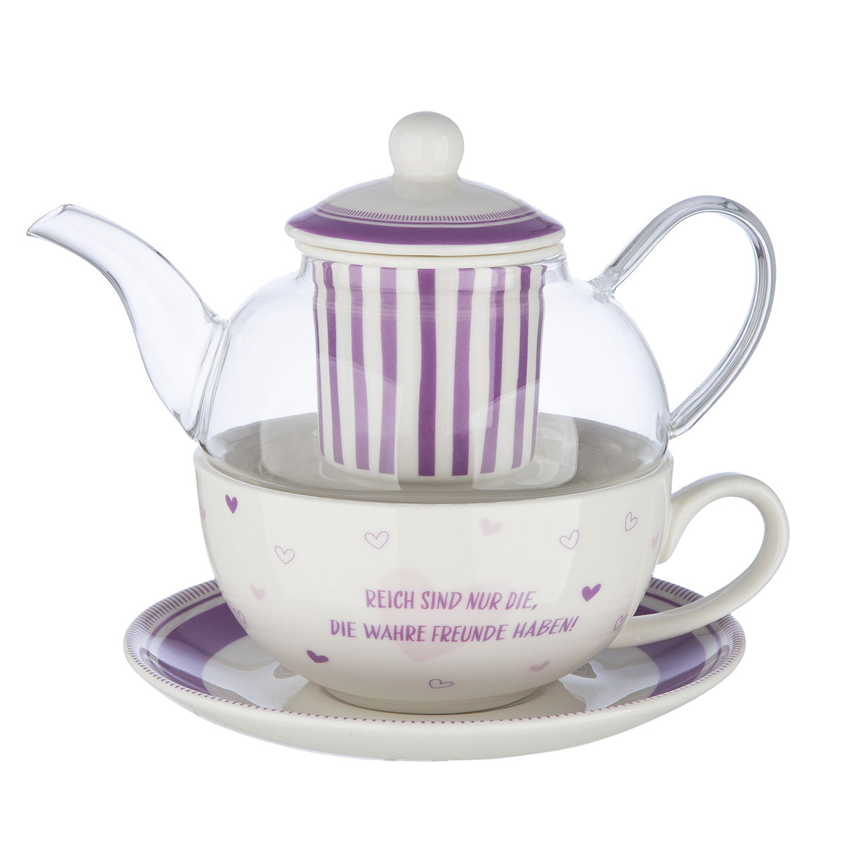 Teekanne mit Tasse und Untertasse  aus Porzellan "Best friends" von Gilde