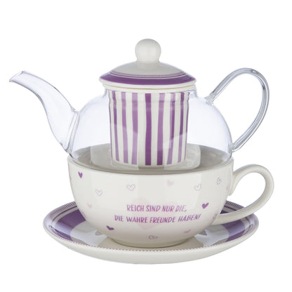 Teekanne mit Tasse und Untertasse  aus Porzellan "Best friends" von Gilde