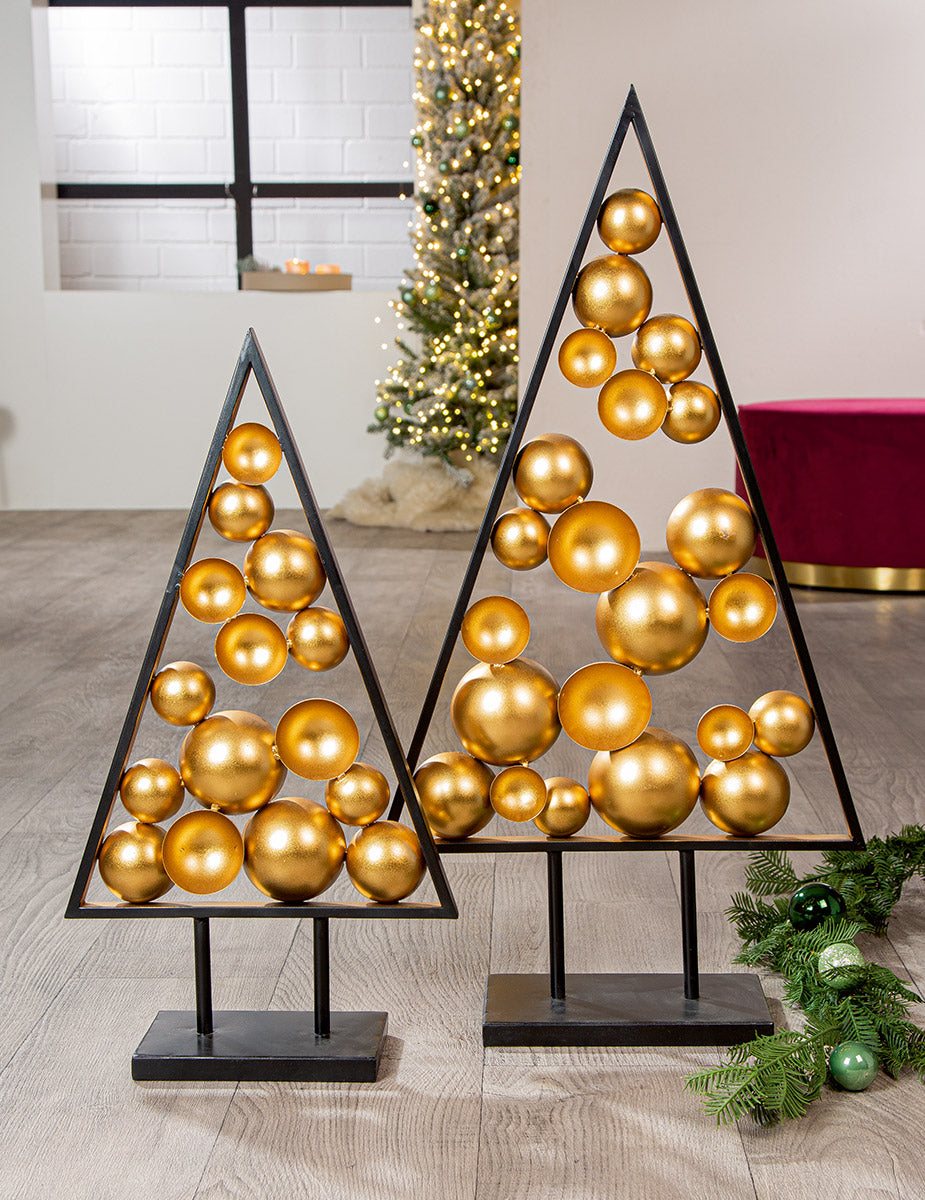 Standrelief Baum „Balls“ von Gilde – Goldene Weihnachtsdeko 81 cm