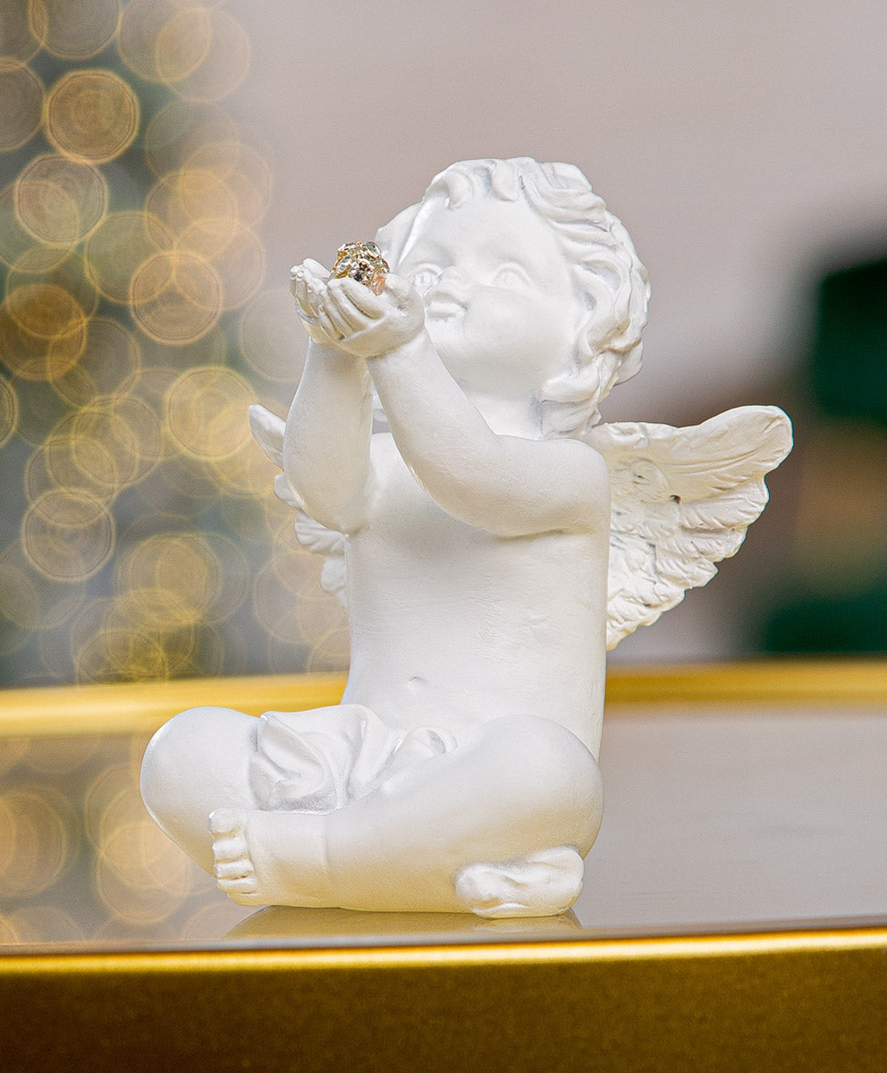 Engel Figur „Azrael“ von Gilde – Kunstharz Deko mit Kugel 8,5 cm